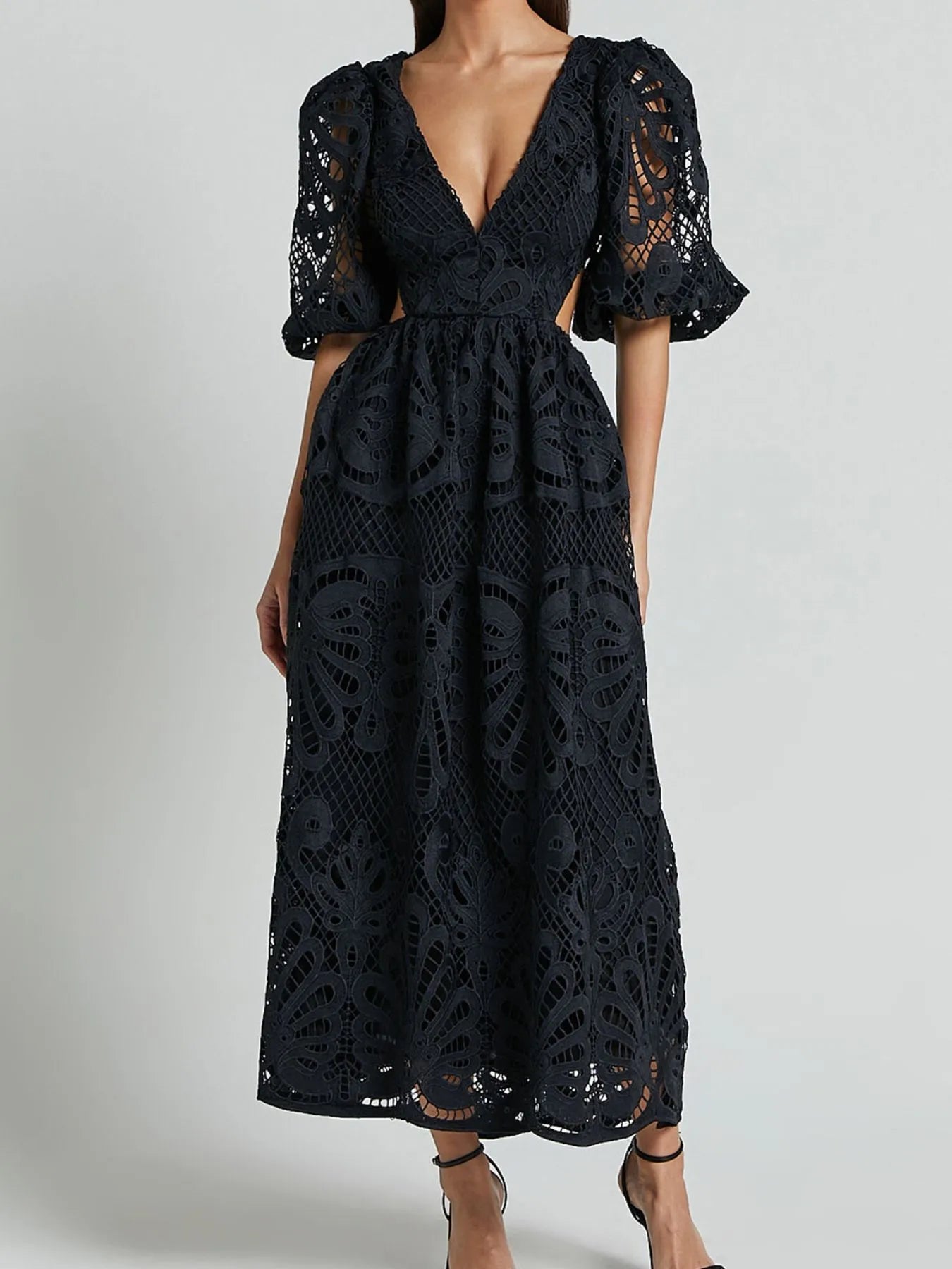 Cutout Back Lace Crochet V-Neck Dress Charming Charlie Cutout Back Lace Crochet V-Neck Dress Charming Charlie