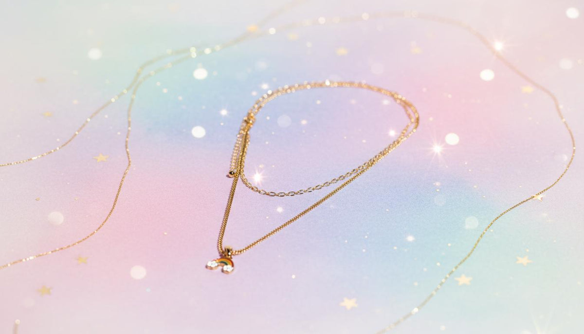 2 Row Gold Rainbow Necklace - Charming Charlie