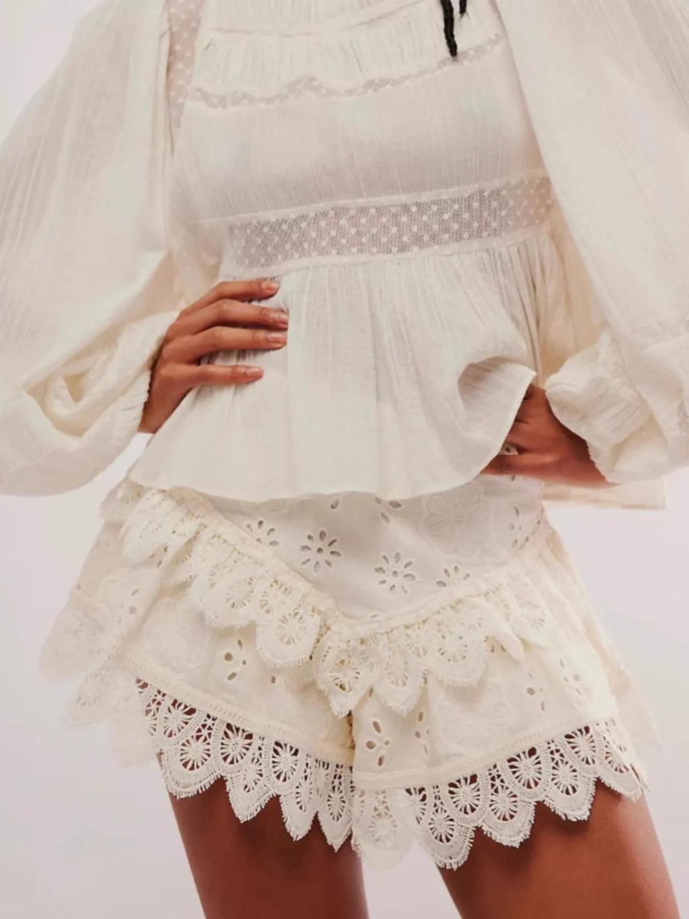 Lace Eyelet Ruffle Hem Shorts – Charming Charlie