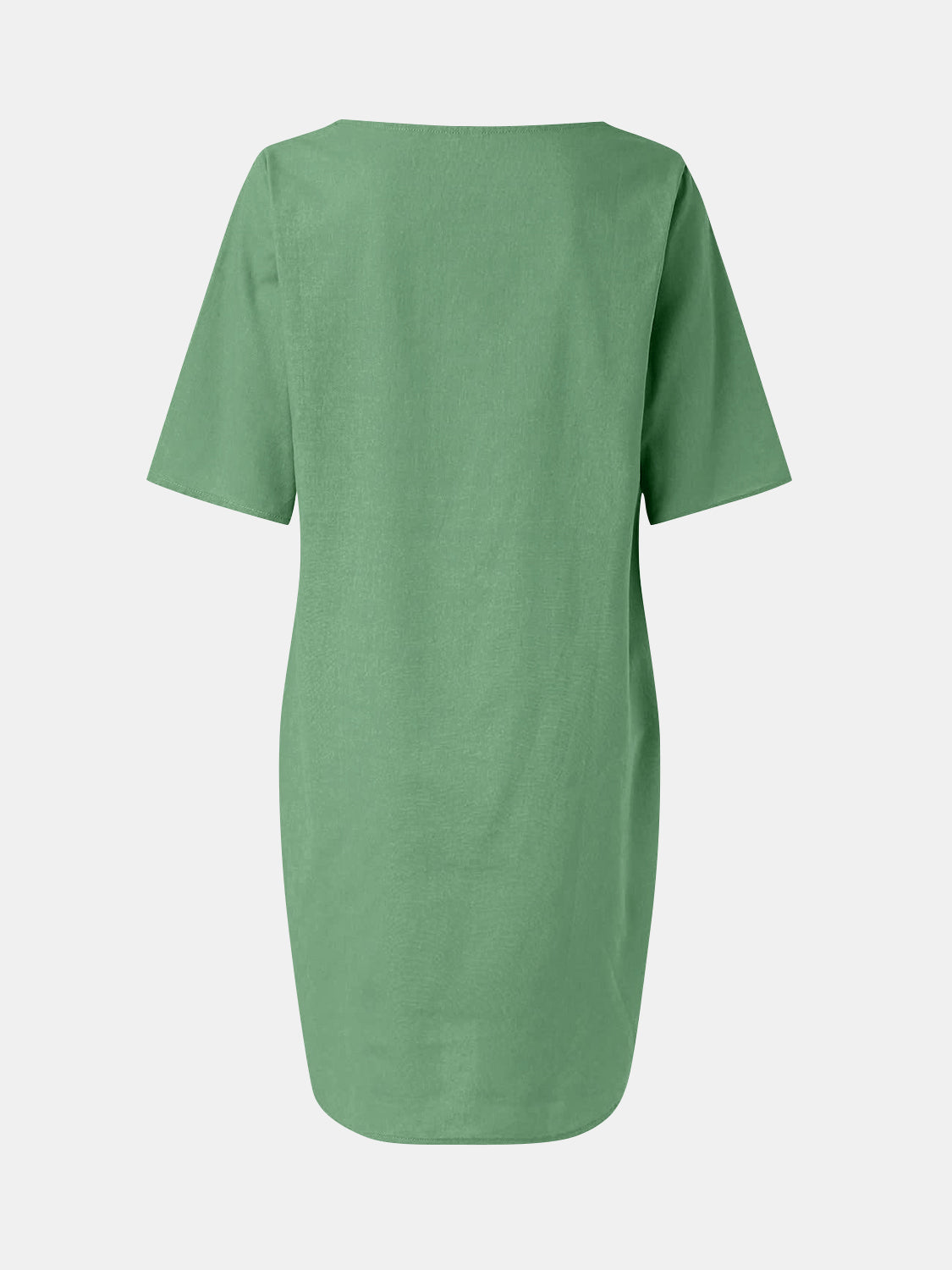 Full Size Round Neck Half Sleeve Dress with Pockets - Charming Charlie