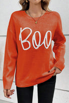 BOO Round Neck Long Sleeve Sweater - Charming Charlie