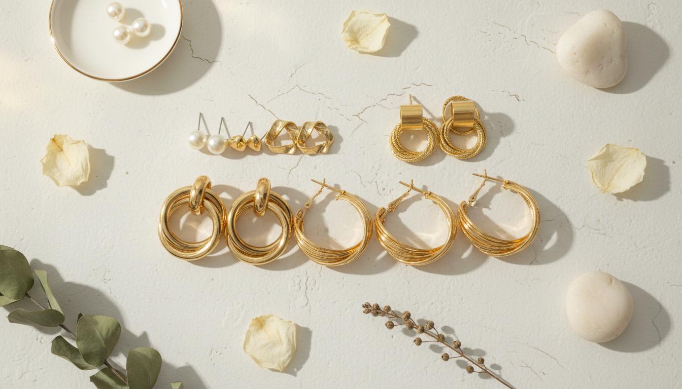 Radiant Gold Hoop & Stud Earrings Set - Charming Charlie