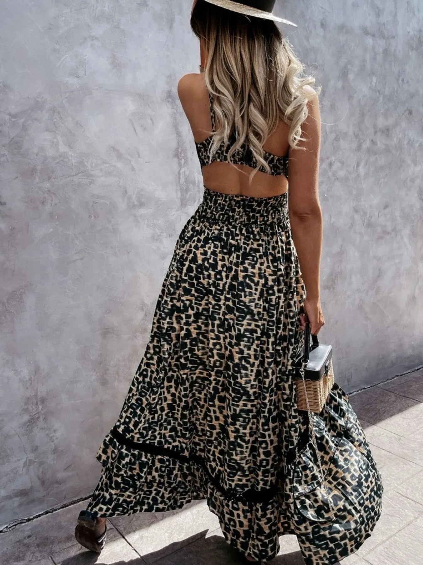 Leopard Print Sleeveless Maxi Dress with Lace Trim  Charming Charlie