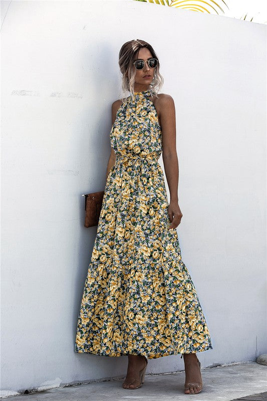 Womens Polka Dot Maxi Dress NAVY / M Womens Polka Dot Maxi Dress NAVY / M