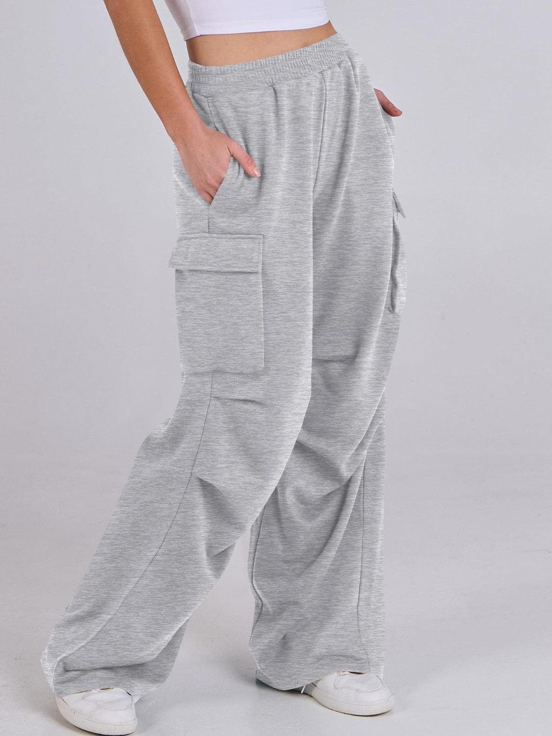 Elastic Waist Wide Leg Pants with Pockets - Charming Charlie