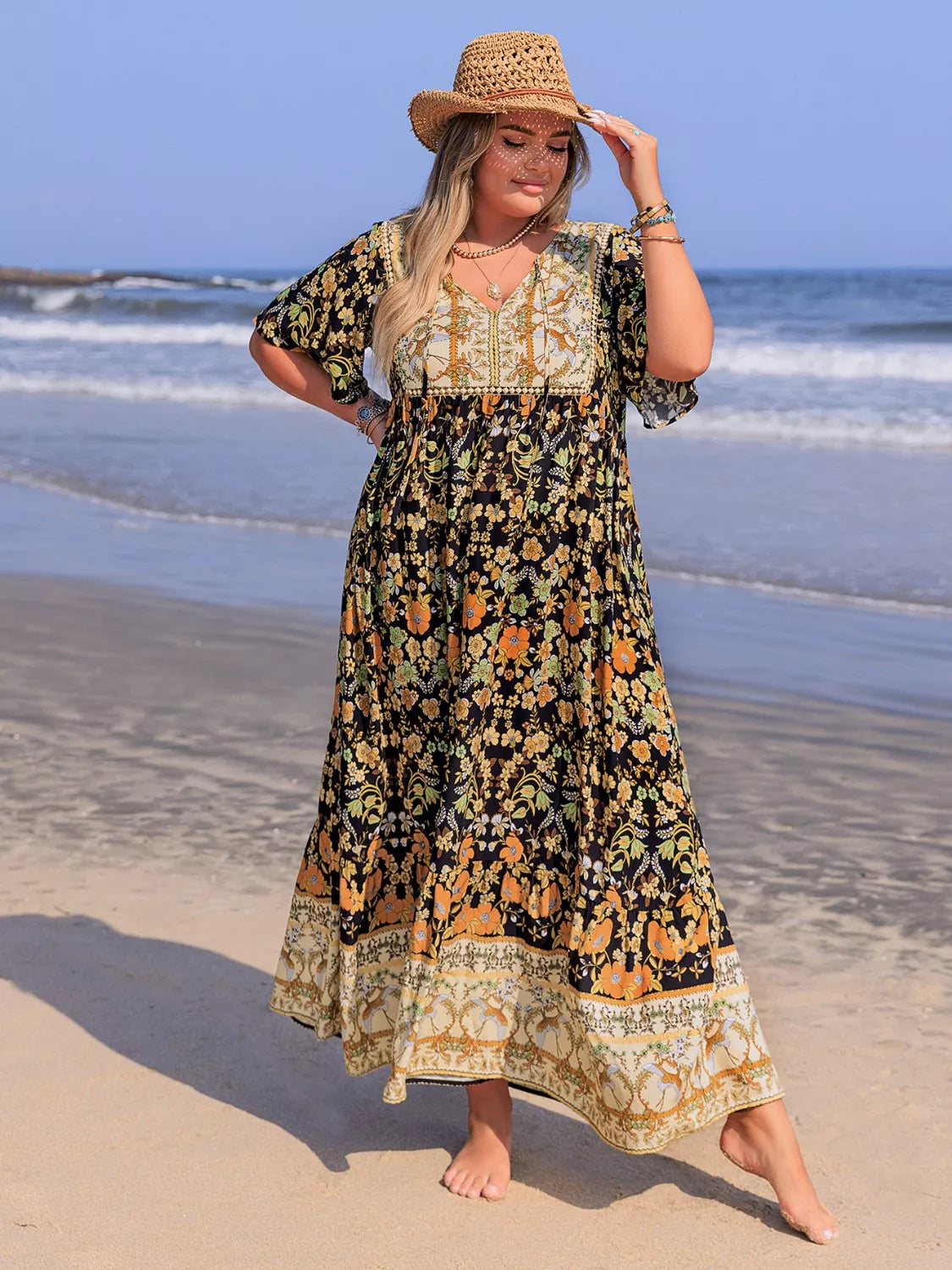 Plus Size Bohemian Floral Tiered Maxi Dress – Charming Charlie