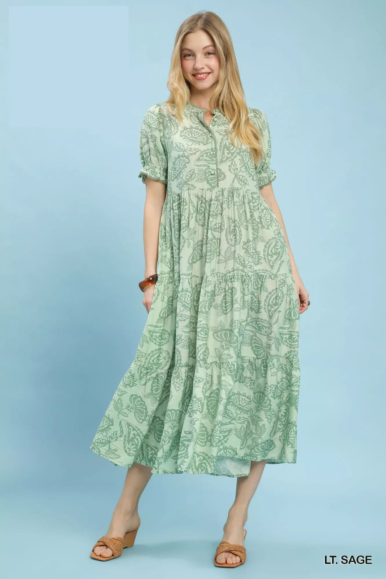 Umgee Paisley Print Tiered Midi Dress  Charming Charlie