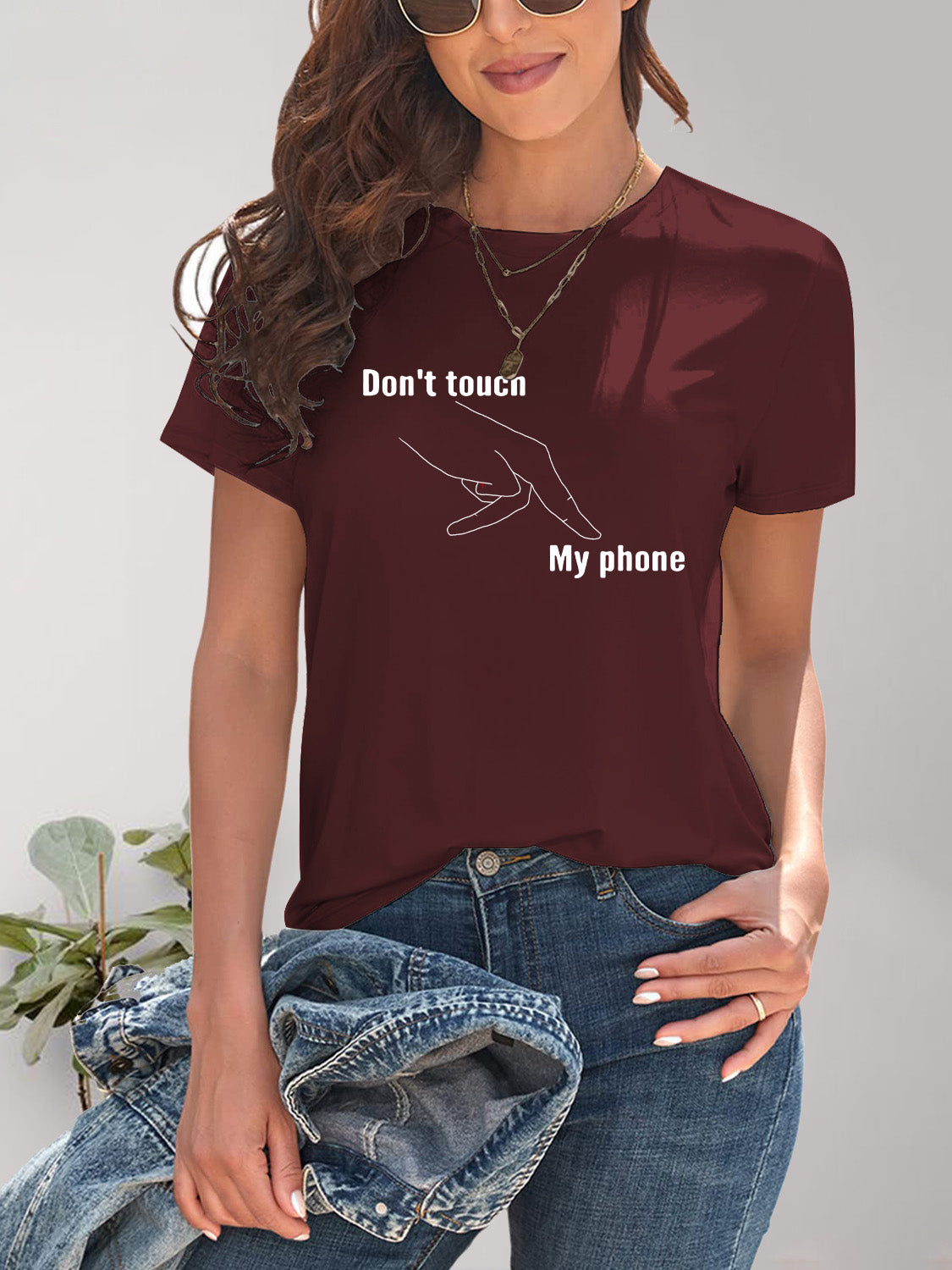 Graphic Round Neck Short Sleeve T-Shirt - Charming Charlie