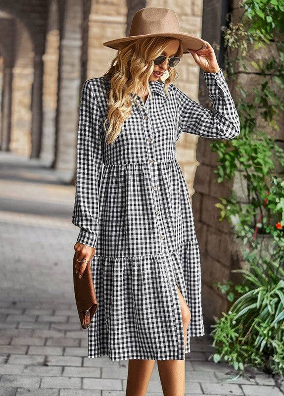 homecoming dress for sale Coastal Chic Gingham Babydoll Maxi Dress – River Outfitters of Texas