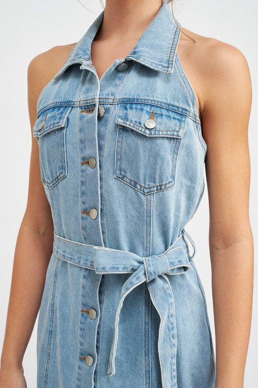 charlie denim mini dress BUTTON DOWN DENIM MINI DRESS WITH BELT – Charming Charlie
