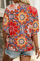 Printed V-Neck Half Sleeve Blouse - Charming Charlie