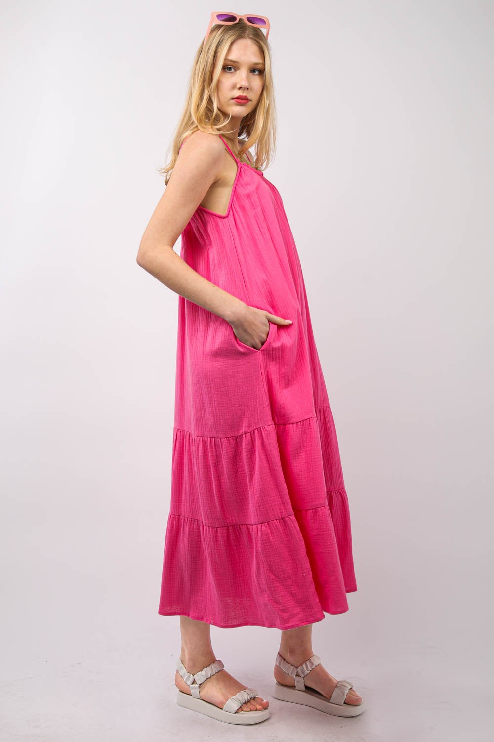 VERY J Ruffled A-Line Midi Cami Dress - Charming Charlie