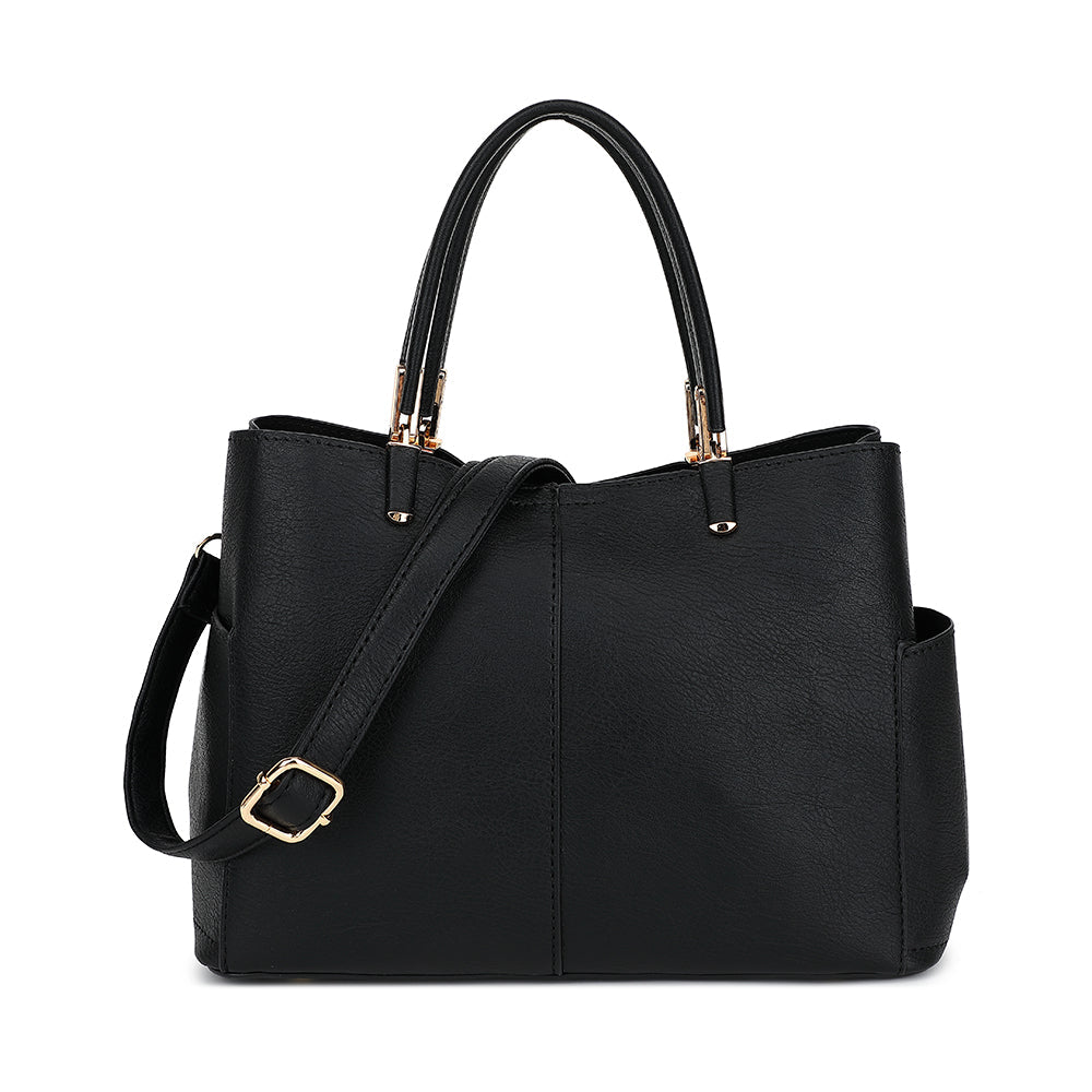Triple Compartment Satchel with Crossbody Strap - Charming Charlie