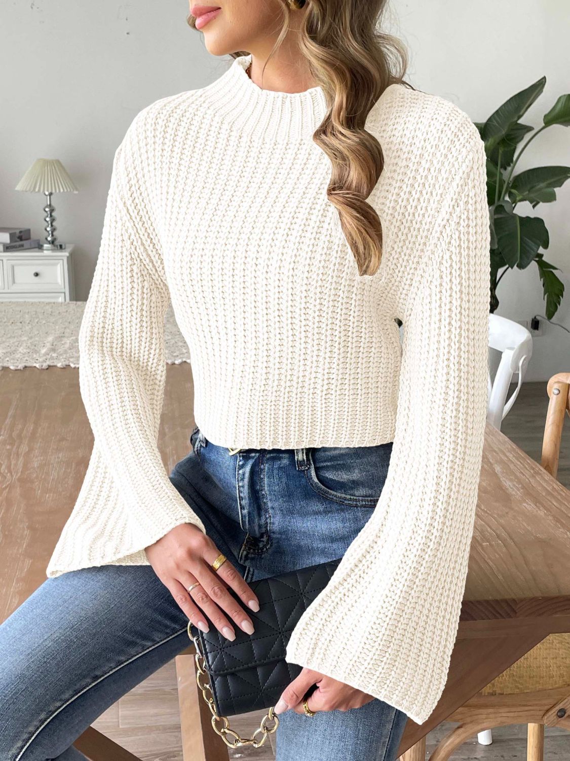 Mock Neck Long Sleeve Sweater - Charming Charlie