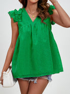 Ruched V-Neck Cap Sleeve Blouse - Charming Charlie
