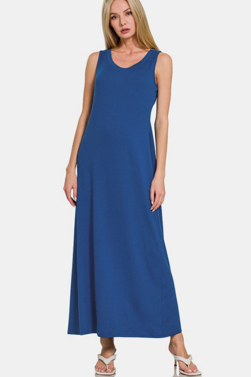 Zenana Scoop Neck Wide Strap Tank Dress - Charming Charlie