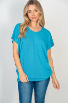 Short Sleeve Dolman Top in Turquoise - Charming Charlie