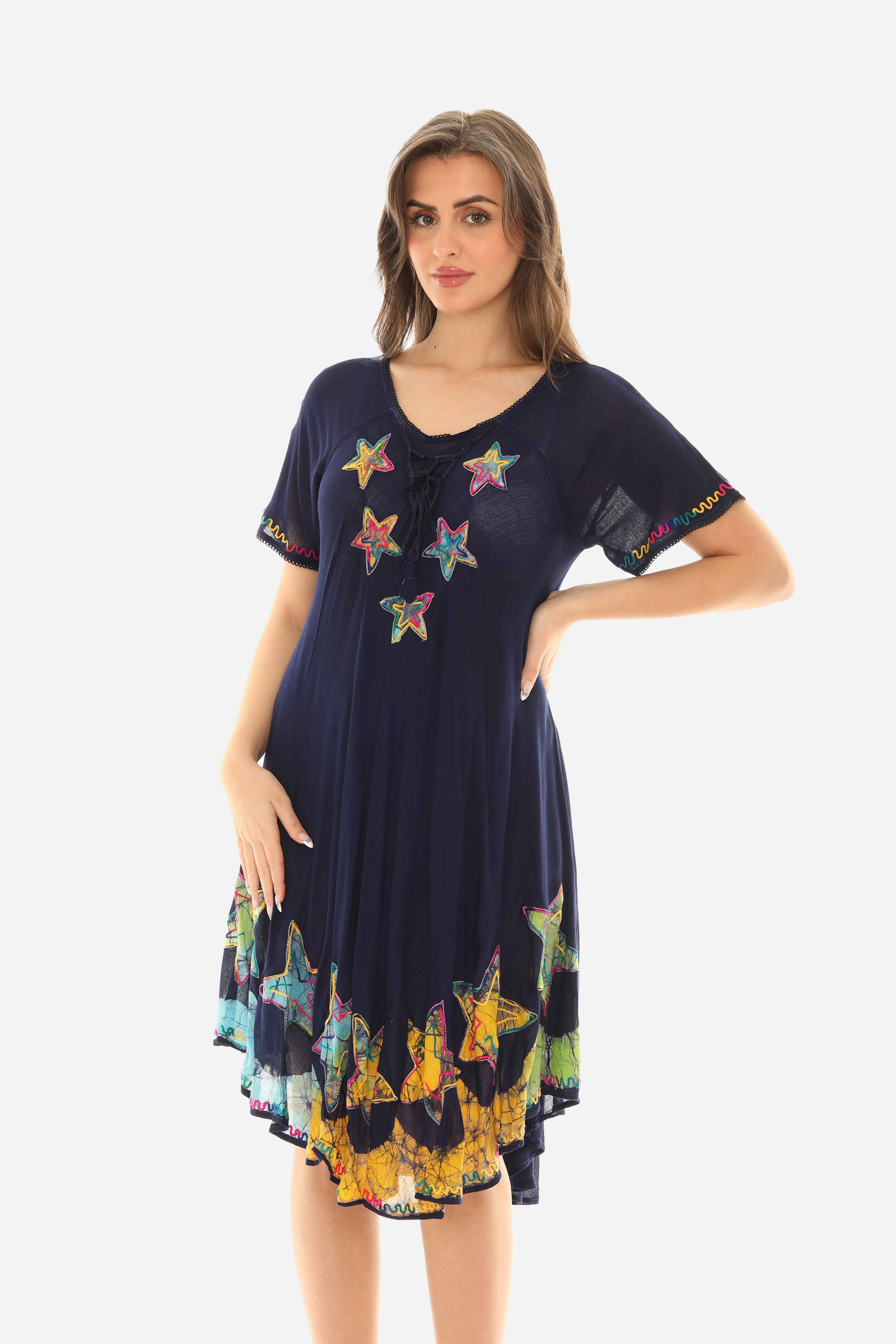 Starfish Short-Sleeves Midi Dress