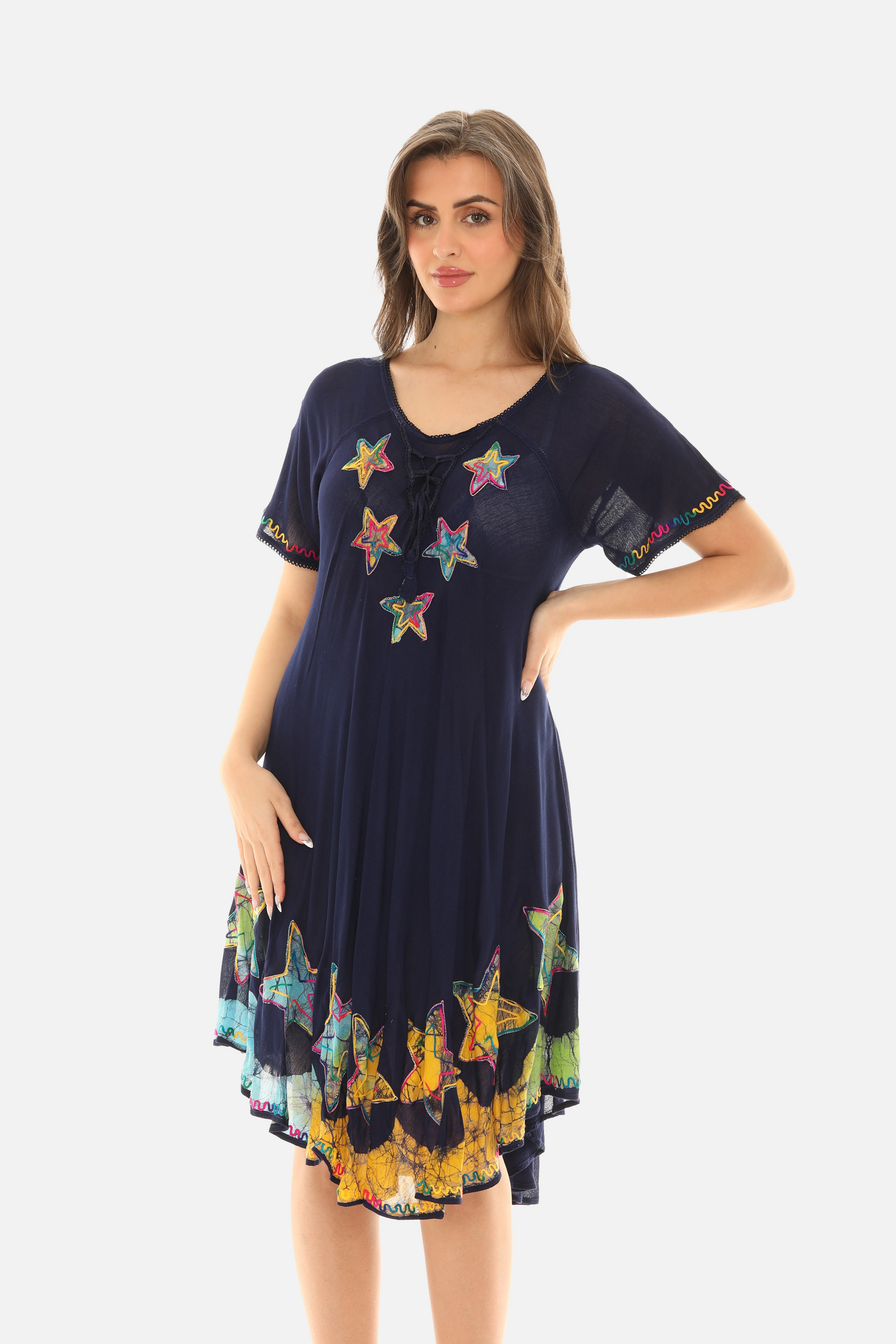 Starfish Short-Sleeves Midi Dress 2X / Black Starfish Short-Sleeves Midi Dress 2X / Black