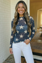 Star Gazer Long Sleeve Mesh Top - Charming Charlie