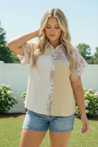 Pretty Patchwork Floral Button Down Top - Charming Charlie