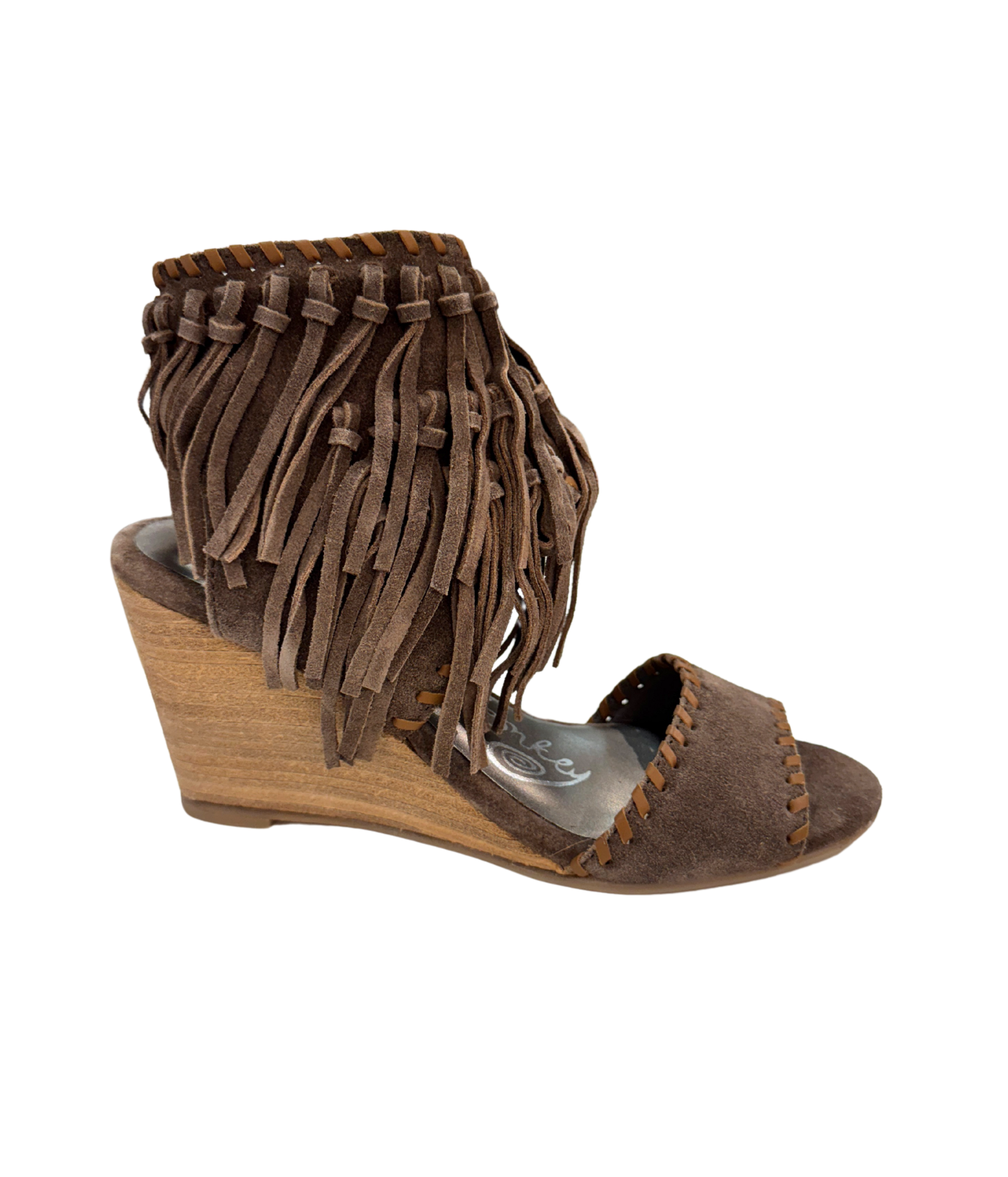 True Fringe Wedge in Taupe - Charming Charlie