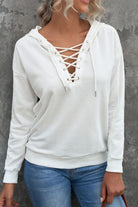 Lace Up Long Sleeve Hoodie - Charming Charlie