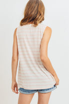 Cotton Bleu by Nu Label Sleeveless Front Tie Striped Top - Charming Charlie
