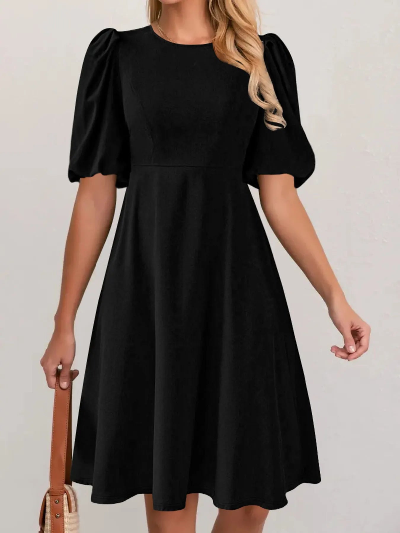 Round Neck Puff Sleeve A-Line Dress Charming Charlie Round Neck Puff Sleeve A-Line Dress Charming Charlie