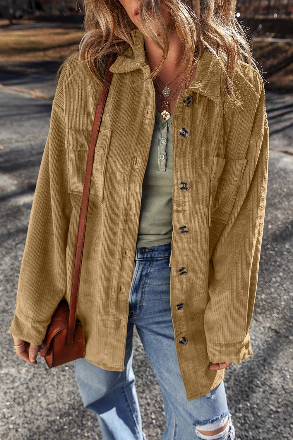 Button Up Long Sleeve Jacket - Charming Charlie