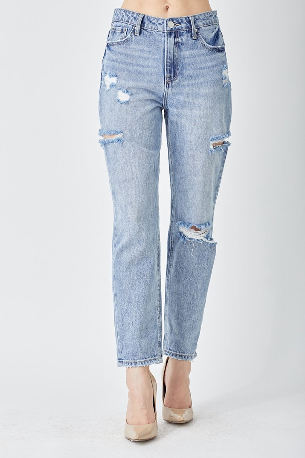 RISEN Distressed Slim Cropped Jeans - Charming Charlie