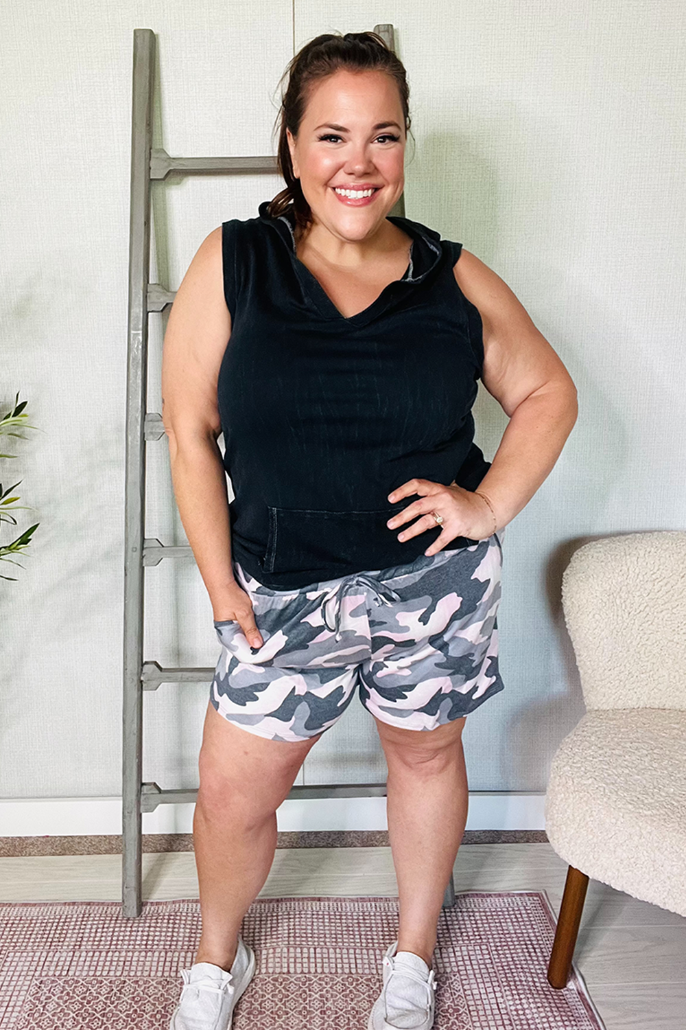 Be Bold Pink/Black Camo French Terry Pocket Shorts - Charming Charlie