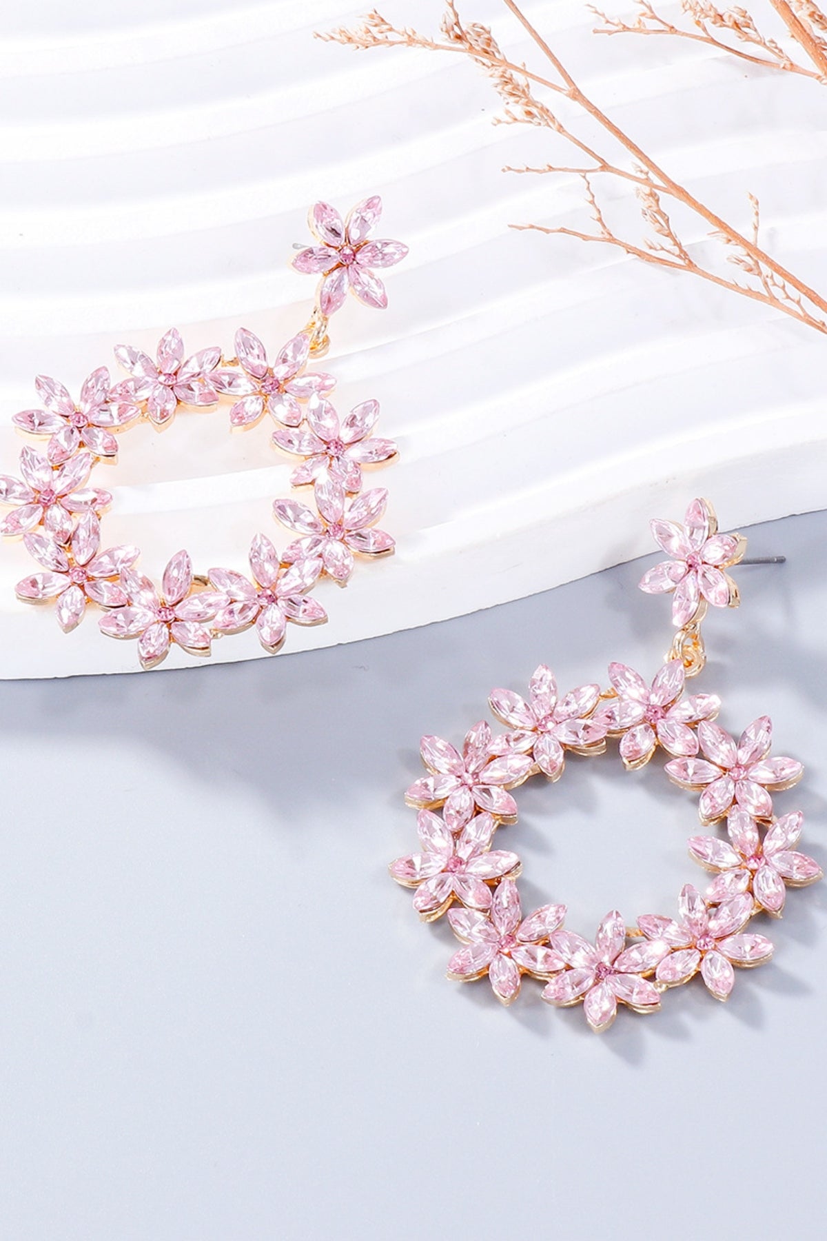 Rhinestone Flower Dangle Earrings - Charming Charlie
