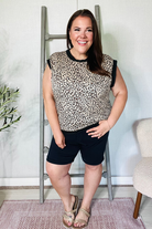 Summer Vibes Taupe Leopard Banded Dolman Short Sleeve Top - Charming Charlie
