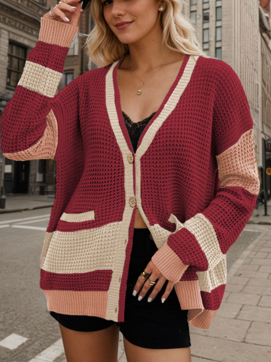 Printed Button Up Long Sleeve Cardigan main image 1