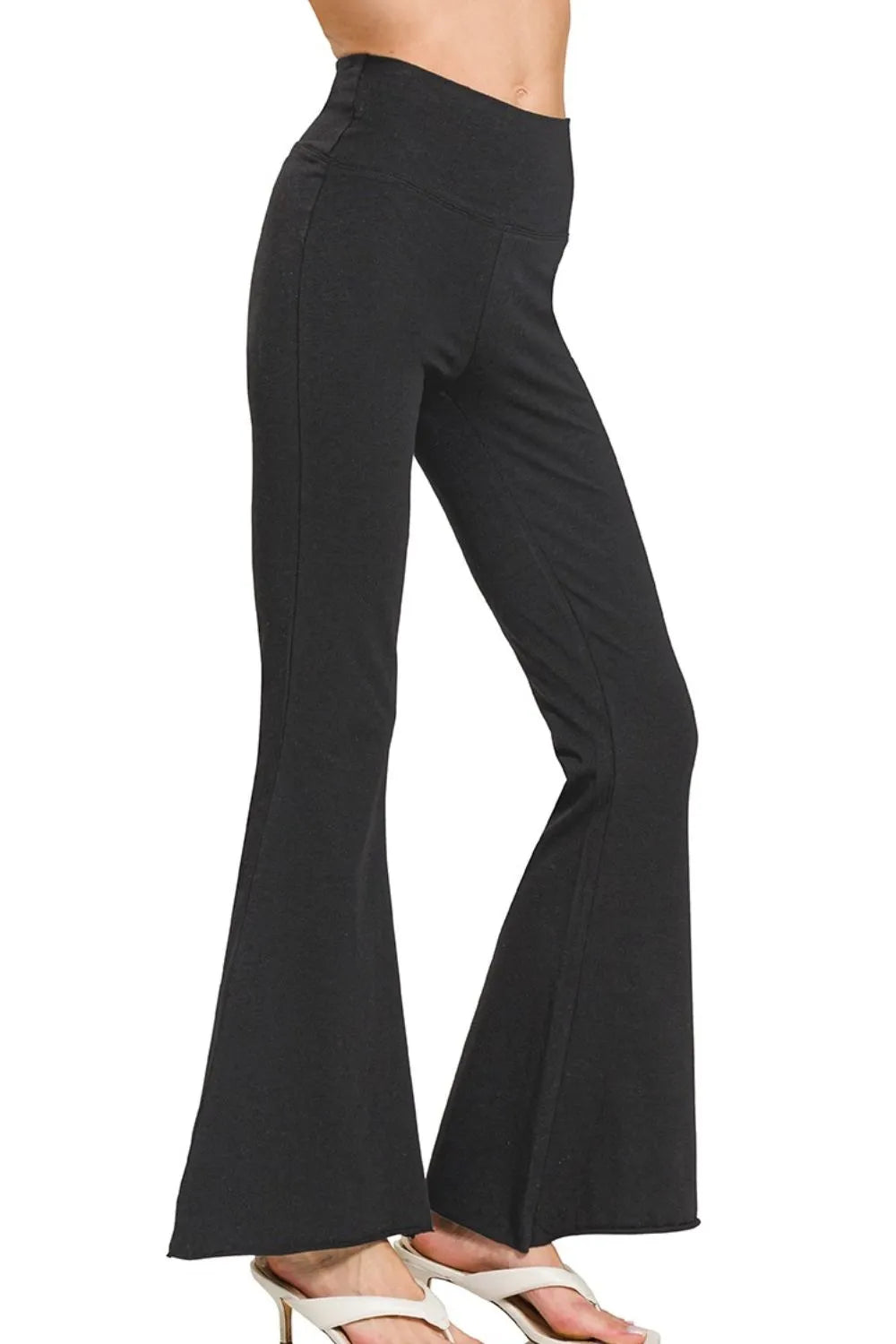 Zenana Raw Edge Hem Flare Yoga Pants – Charming Charlie