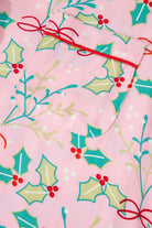 Printed Collared Neck Long Sleeve Top and Pants Lounge Set - Charming Charlie