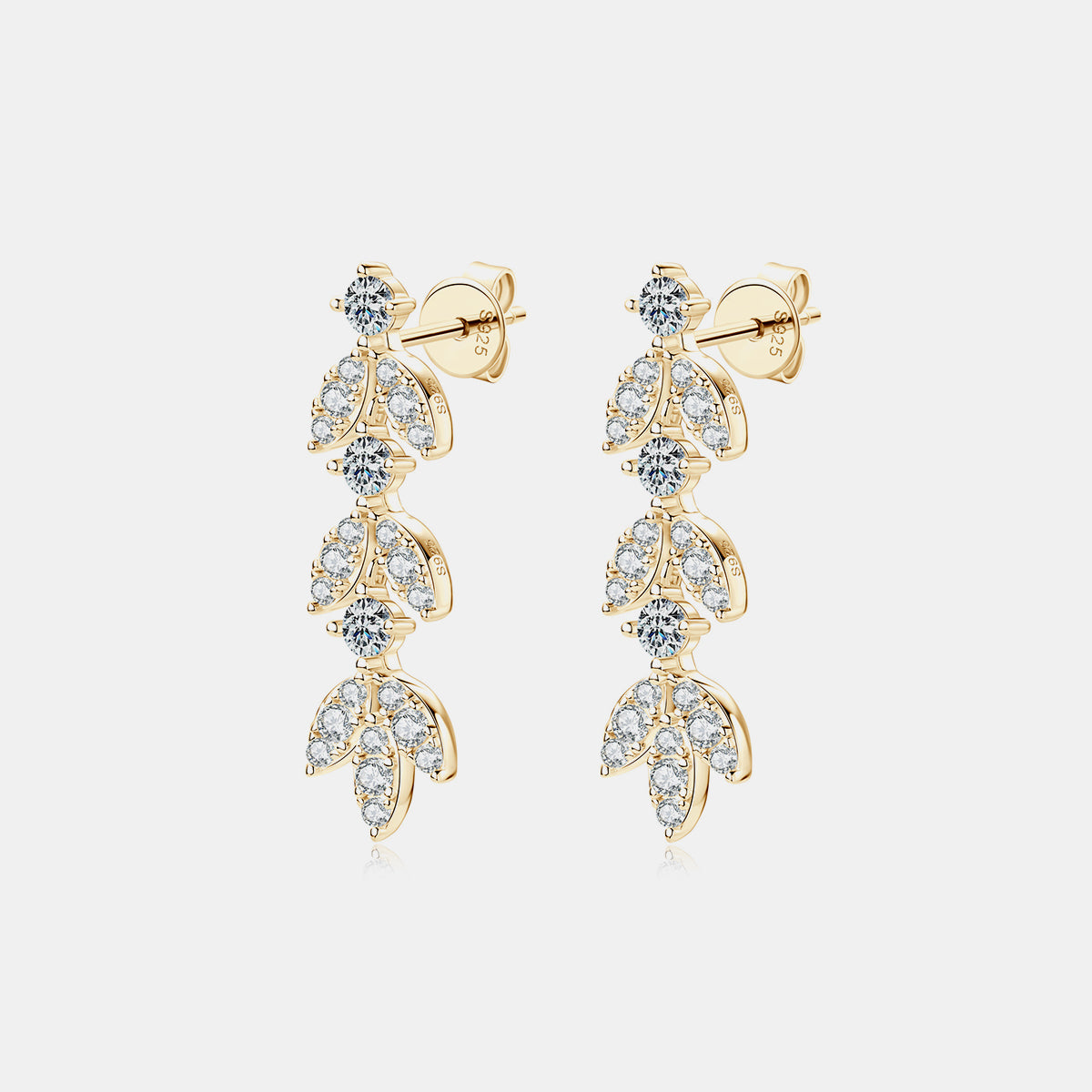 925 Sterling Silver Moissanite Leaf Earrings - Charming Charlie