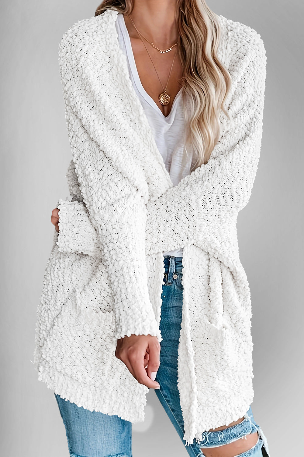 Double Take Pocketed Open Front Long Sleeve Cardigan – Charming