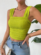 Textured Square Neck Wide Strap Tank - Charming Charlie