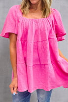Square Neck Short Sleeve Blouse - Charming Charlie