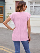 Textured Round Neck Cap Sleeve T-Shirt - Charming Charlie