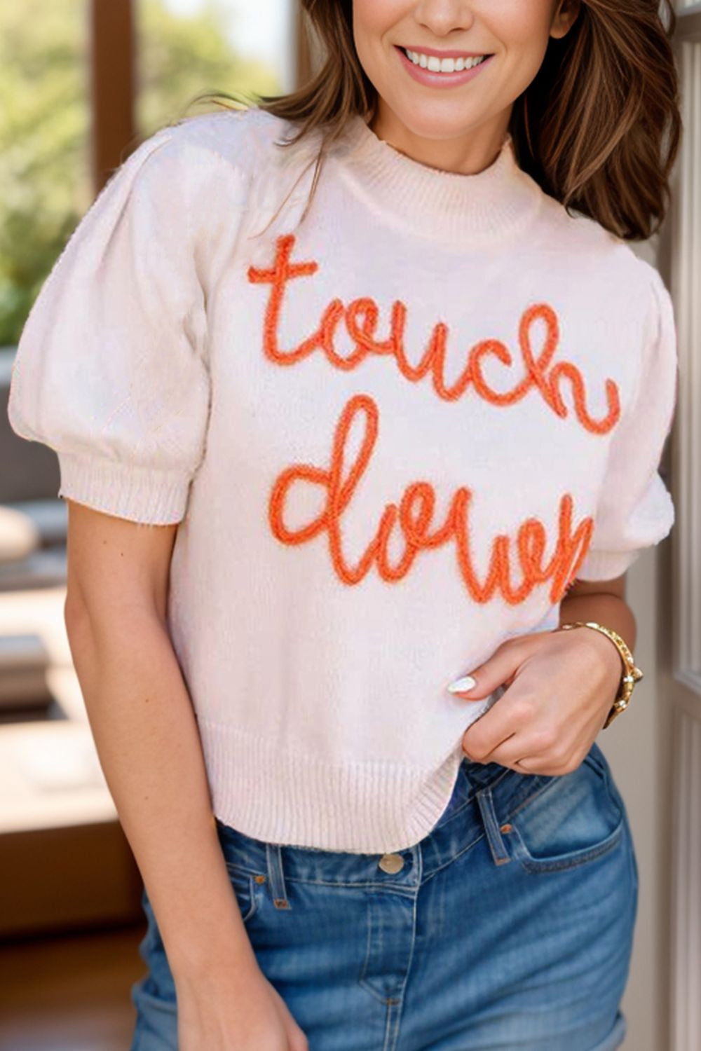 TOUCH DOWN Mock Neck Short Sleeve Knit Top - Charming Charlie