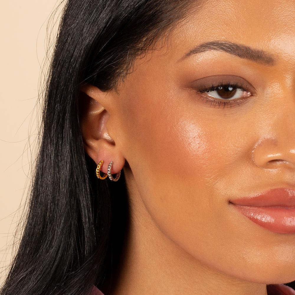  Mini Solid Cuban Chain Huggie Earring - Adina's Jewels