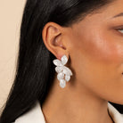  Pavé Fancy Flower Petals Drop Stud Earring - Adina's Jewels