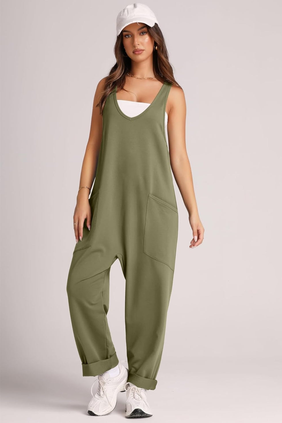 Strap pleated jumpsuit