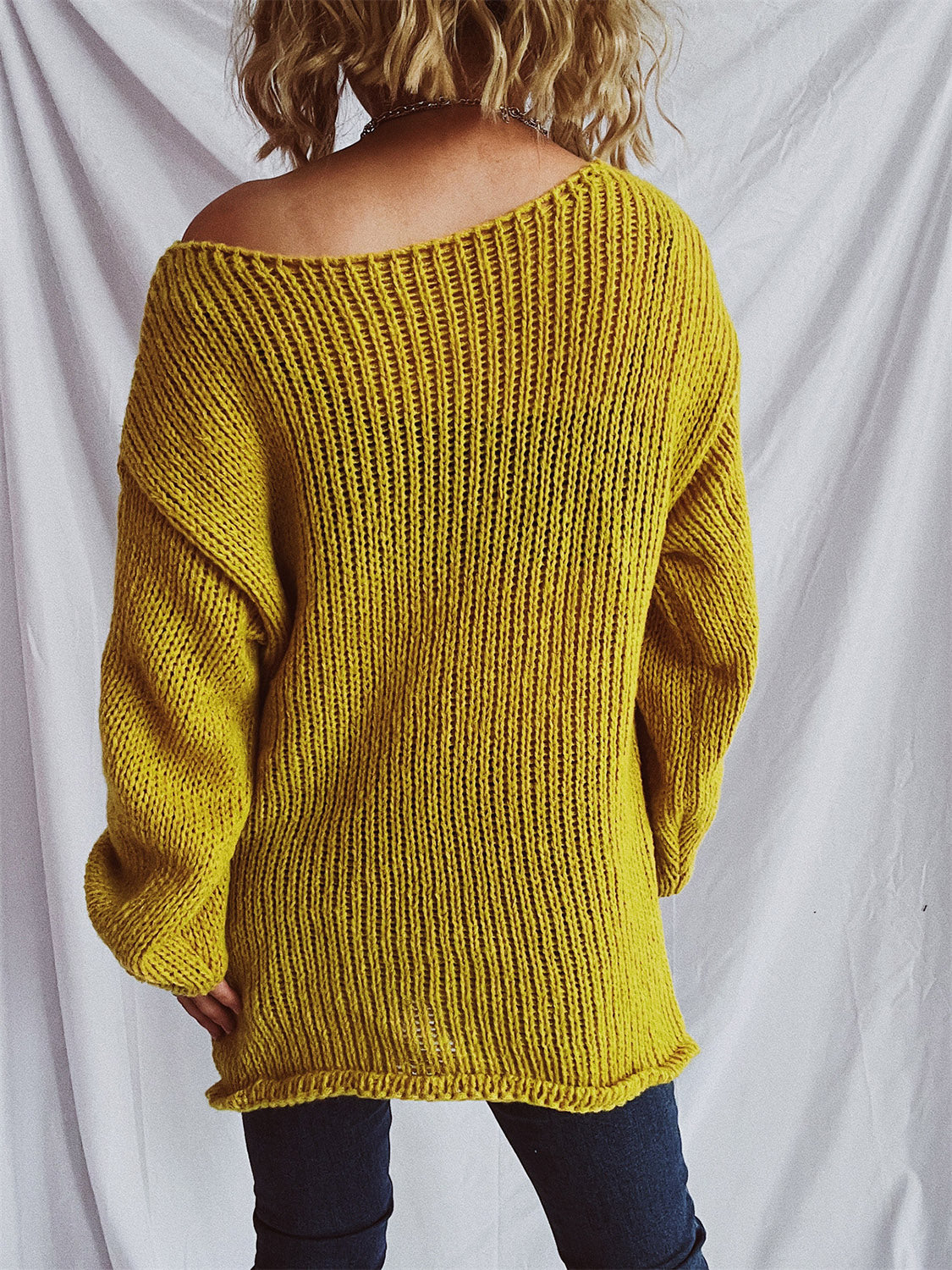 Mustard yellow off the shoulder sweater best sale