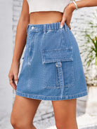 Pocketed Buttoned Denim Skirt - Charming Charlie