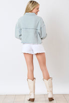 Football Towel & Sequin Embroidery Denim Jacket - Charming Charlie