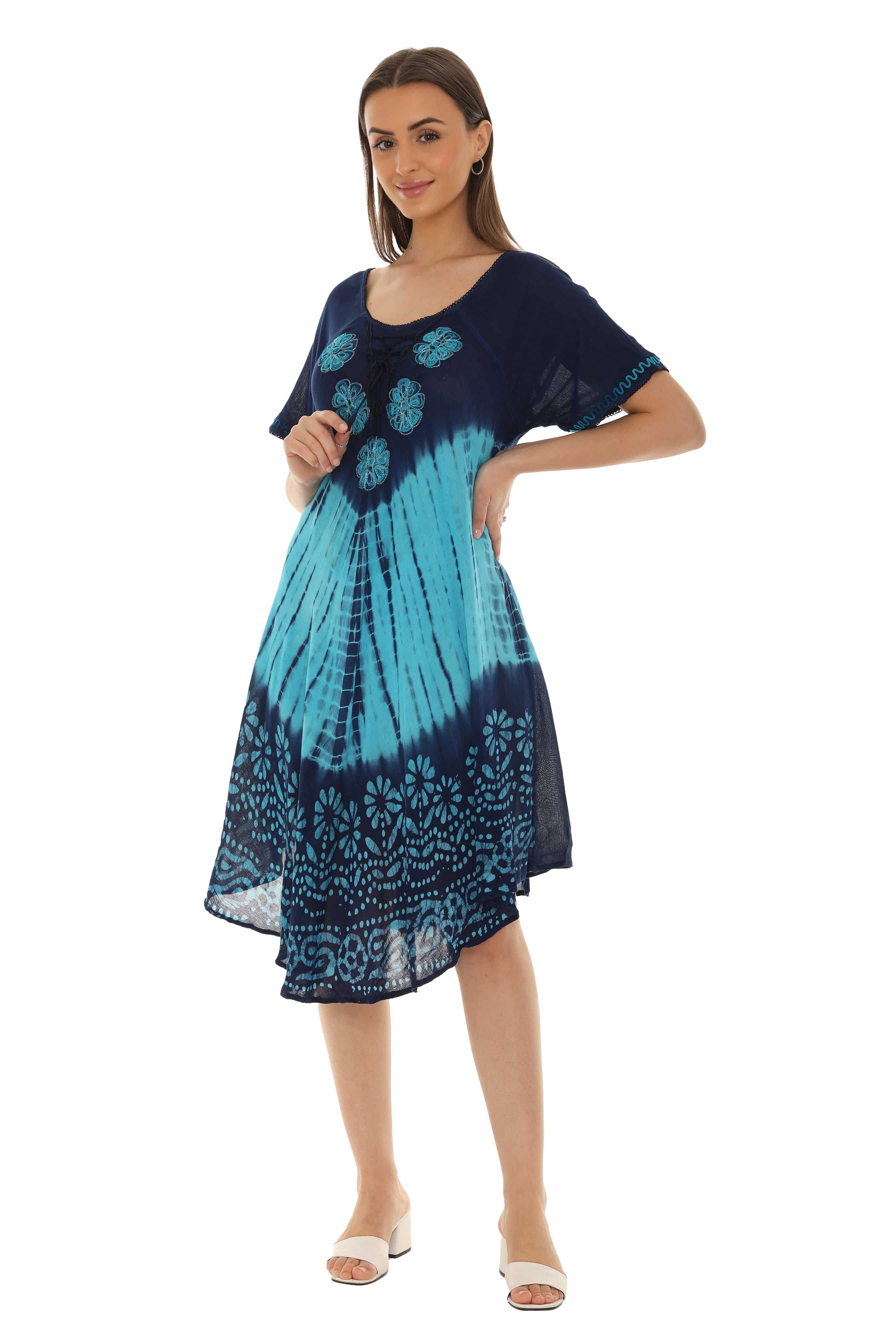 Tie Dye Floral Rayon Dress - Shoreline Wear, Inc.